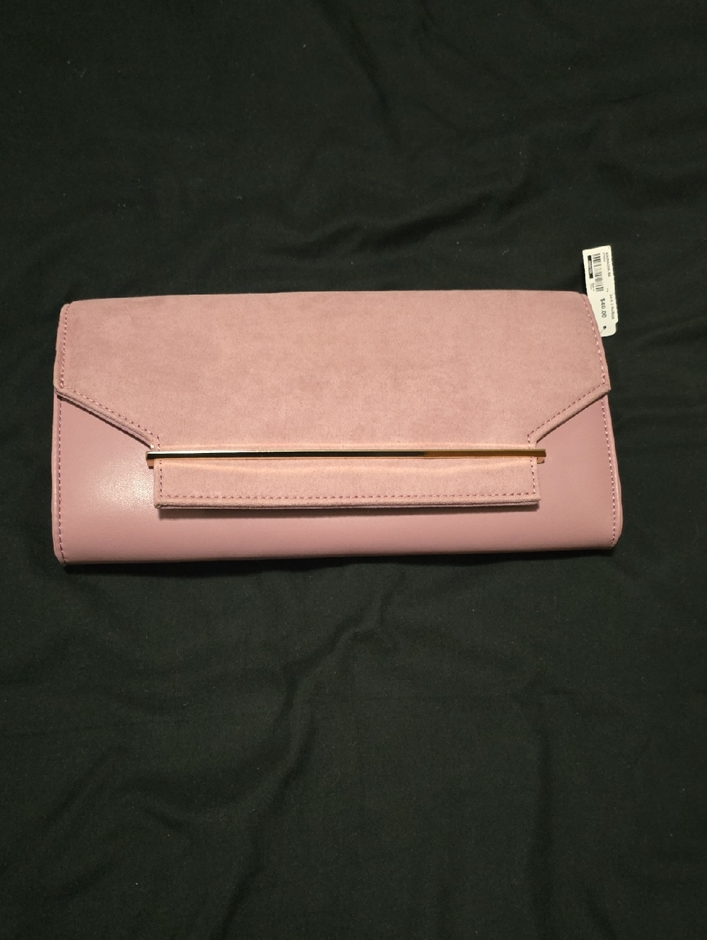 Women's Pink Envelope Clutch with Gold Bar Accent